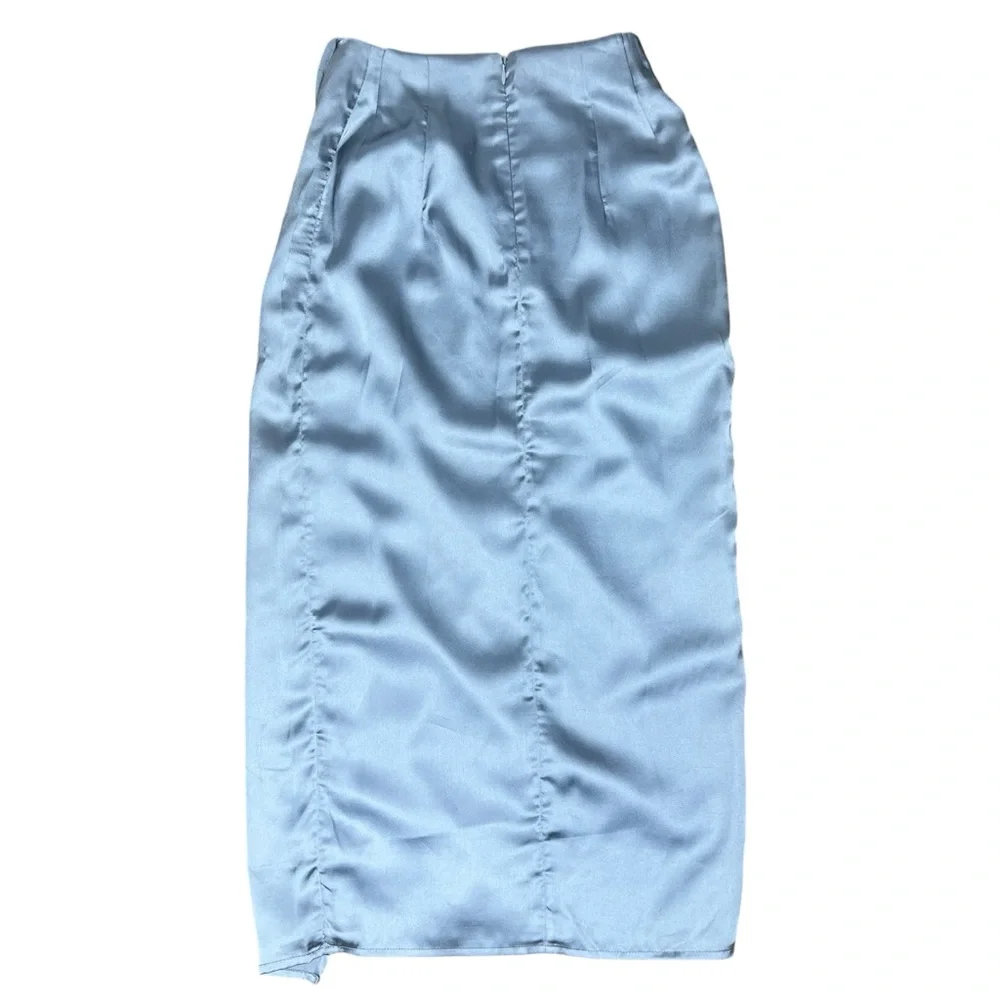 French Connection Silver Silk Pencil Skirt Size 0 - Picture 4 of 4